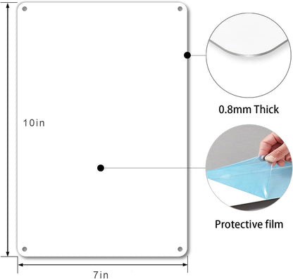 White Blank Metal Sign,10 X 7 Inches Sturdy Rust Free Aluminum Metal Signs White Color Blank Sign, Waterproof, Easy Mounting, Indoor or Outdoor Use (10)