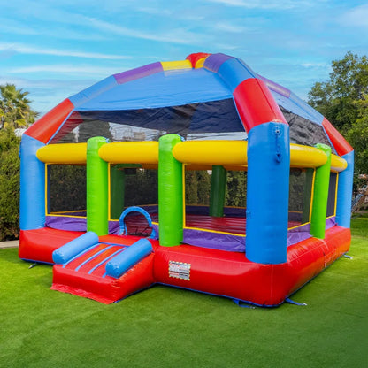 Xjump Grand Party Dome 20' X 20' Commercial Grade Bounce House , Moonwalk Bouncer Jumper for Kids and Adults, Indoor Outdoor, Pvc Vinyl, Birthday Party Rental, Basketball Hoop (Blower Included)