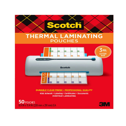 Thermal Laminating Pouches, Clear, Fits Letter Sized (8.9 In. × 11.4 In.) Paper, 50 Pouches