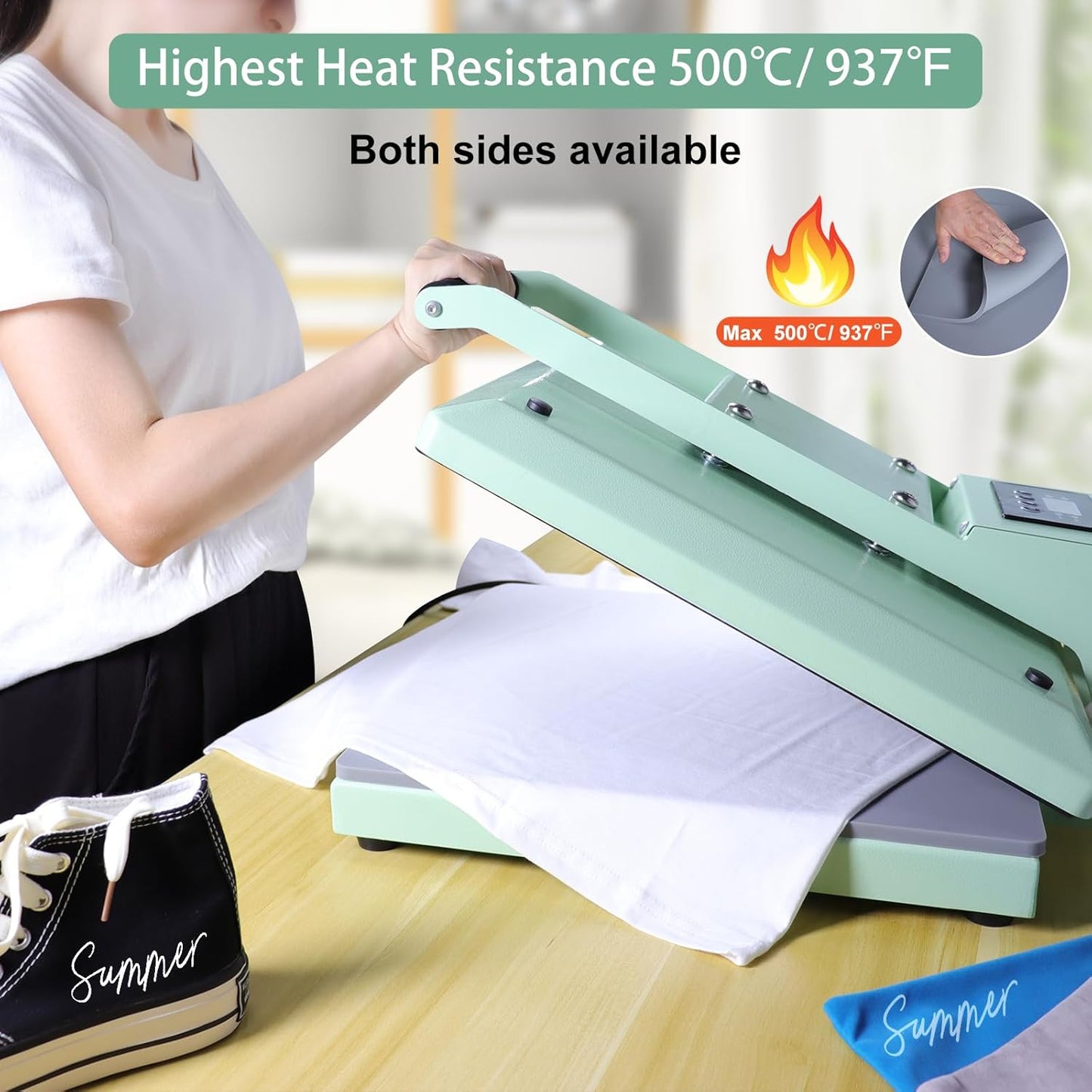 Calogy Heat Press Mat Silicone 16X20 Inch, Heat Press Pad Resistant Fireproof 0.34In Thickness, Double Sided Easy Washable Mat for Vinyl Ironing Insulation Transfer Crafting Sublimation