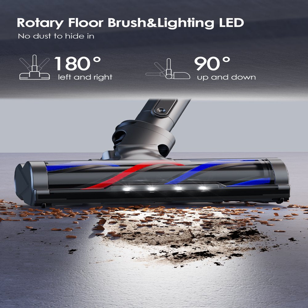 Cordless Vacuum Cleaner with 33Kpa 450W Brushless Touch Display Stick Vacuum for Carpet Pet Hair Hard/Wood Floor