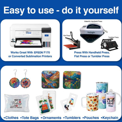 Makerflo Sublimation Paper 8.5 X 11 Inch 100 Sheets, Heat Transfer Sublimation Paper for Tumblers T-Shirts Phone Case Mugs, Printable Stickers Gifting Christmas DIY Enthusiast