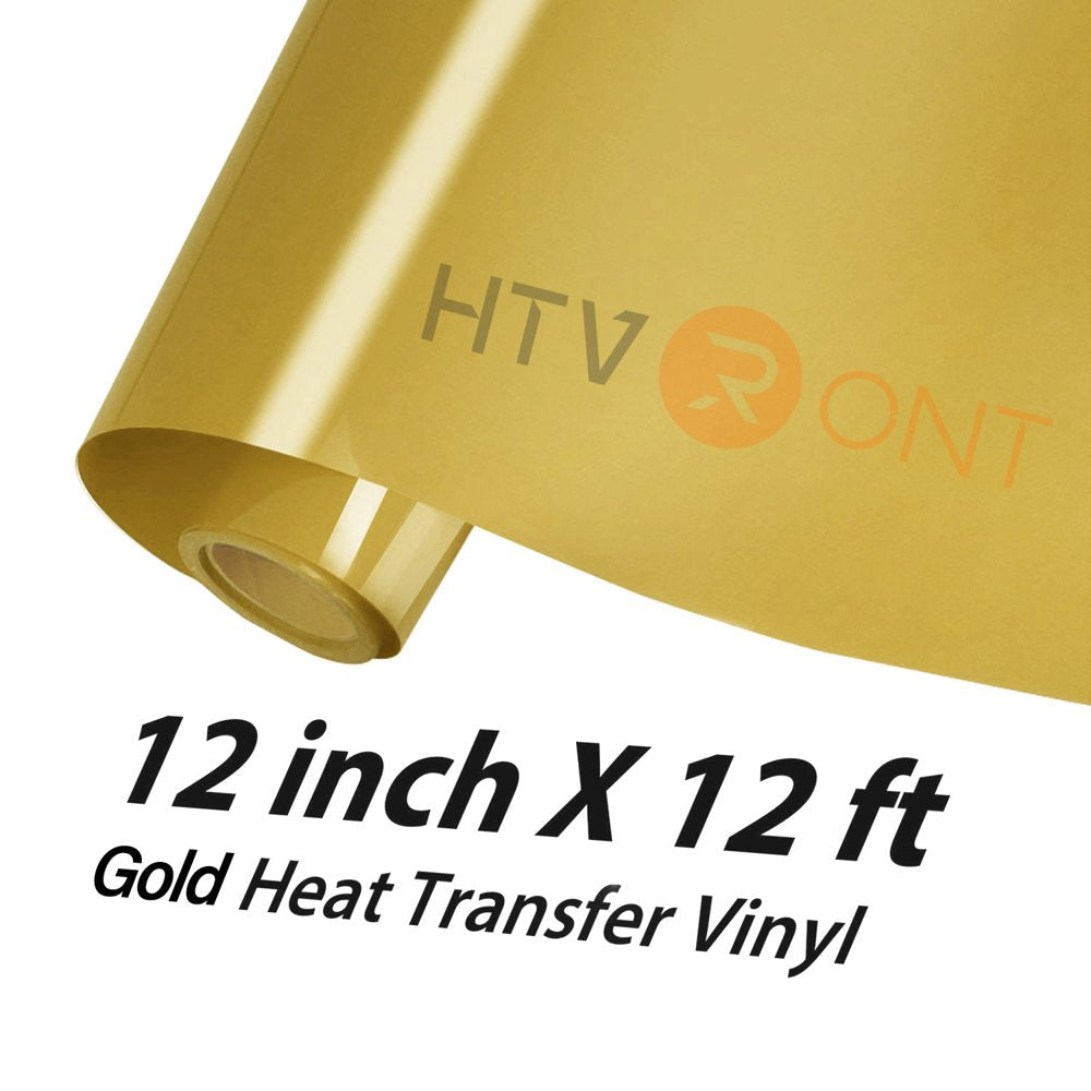 Gold HTV Heat Transfer Vinyl Roll- 12" X 12FT Gold HTV Vinyl for Shirts - Easy to Cut & Weed Iron on Vinyl for Clothes(Gold)