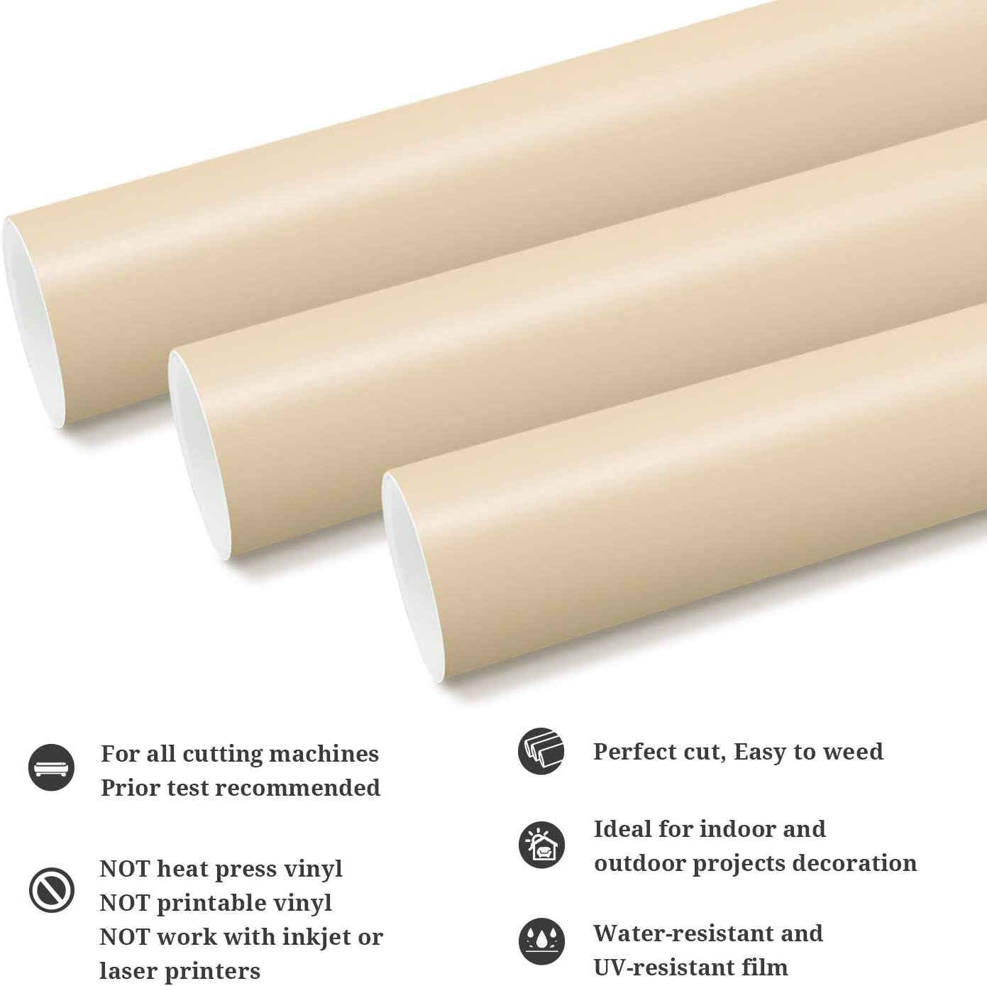 Permanent Adhesive Vinyl 12" X 10Ft, Matte Beige