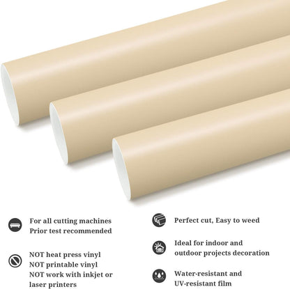 Permanent Adhesive Vinyl 12" X 10Ft, Matte Beige