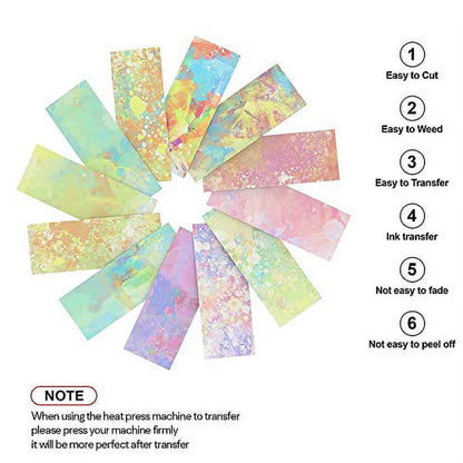 Infusible Transfer Ink Sheets 12Pcs/Set, 4.5"X12" - Splash Ink Sublimation Transfer Paper for Cricut Joy Mug Press, Transfer Ink Sheets for DIY T-Shirts Mug Tote Bags Sublimation Pr