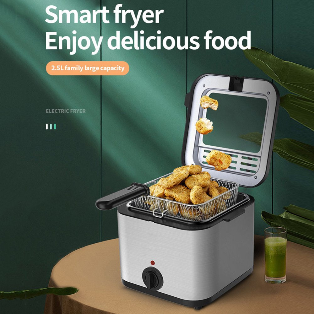 Electric Deep Fryer Multiple Function Stainless Steel Electric Fryer Kebab French Fries Machine 1000W 2.5L