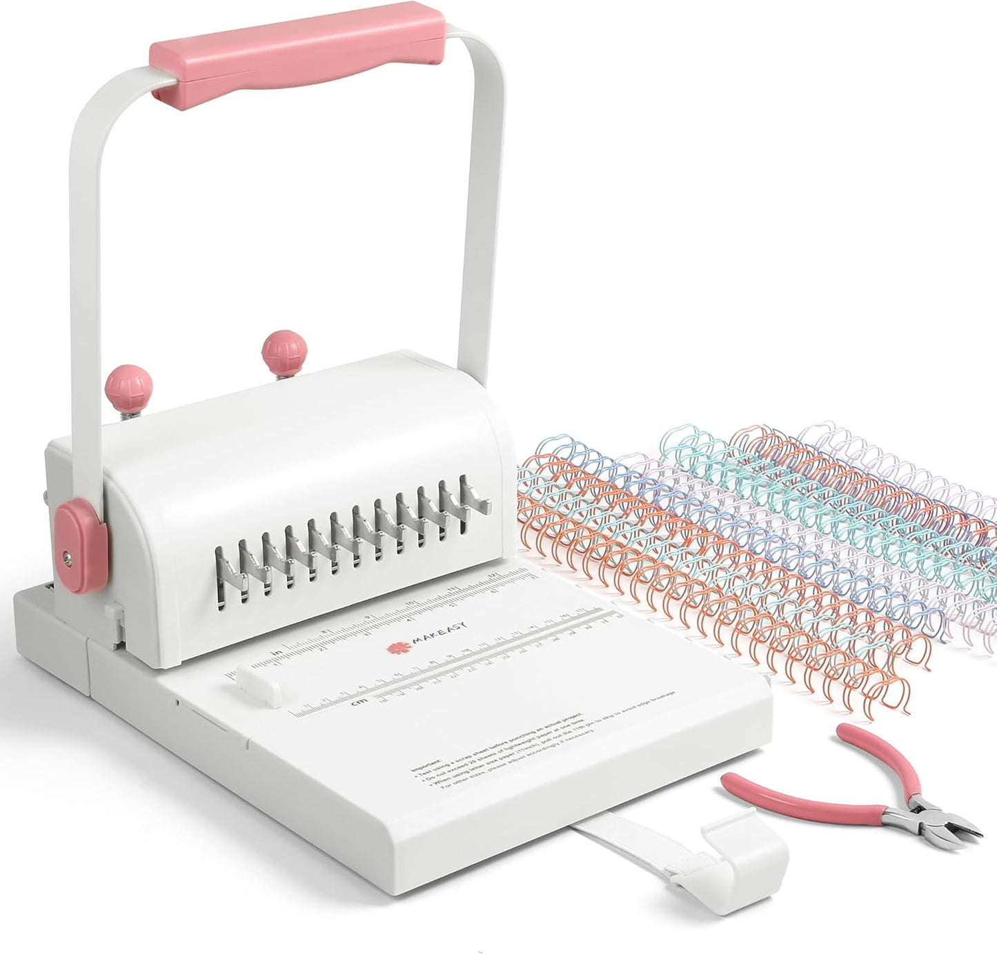 MAKEASY Binding Machine Hole Pitch 2:1 - Portable Book Binding Kit with 10PCS 5/8'' Binding Wires & Plier, for DIY Notebooks, Albums, Journals, and Calendars – Circle Holes, 20 Sheet Punch Capacity