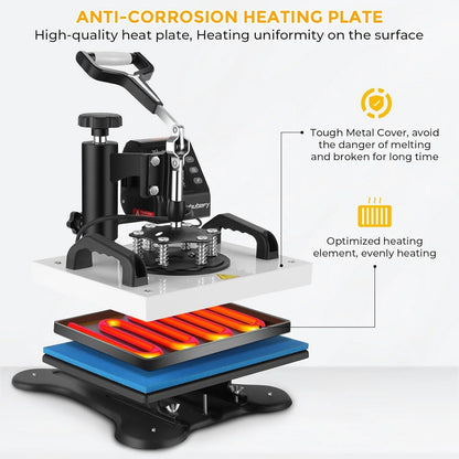 Adnoom Heat Press 12X10 with 360°Swing-Away Design, 650W Digital Shirt Press Machine with LCD Control Panel, DIY Vinyl Heat Press Sublimation Machine for T-Shirts, Canvas, Bags