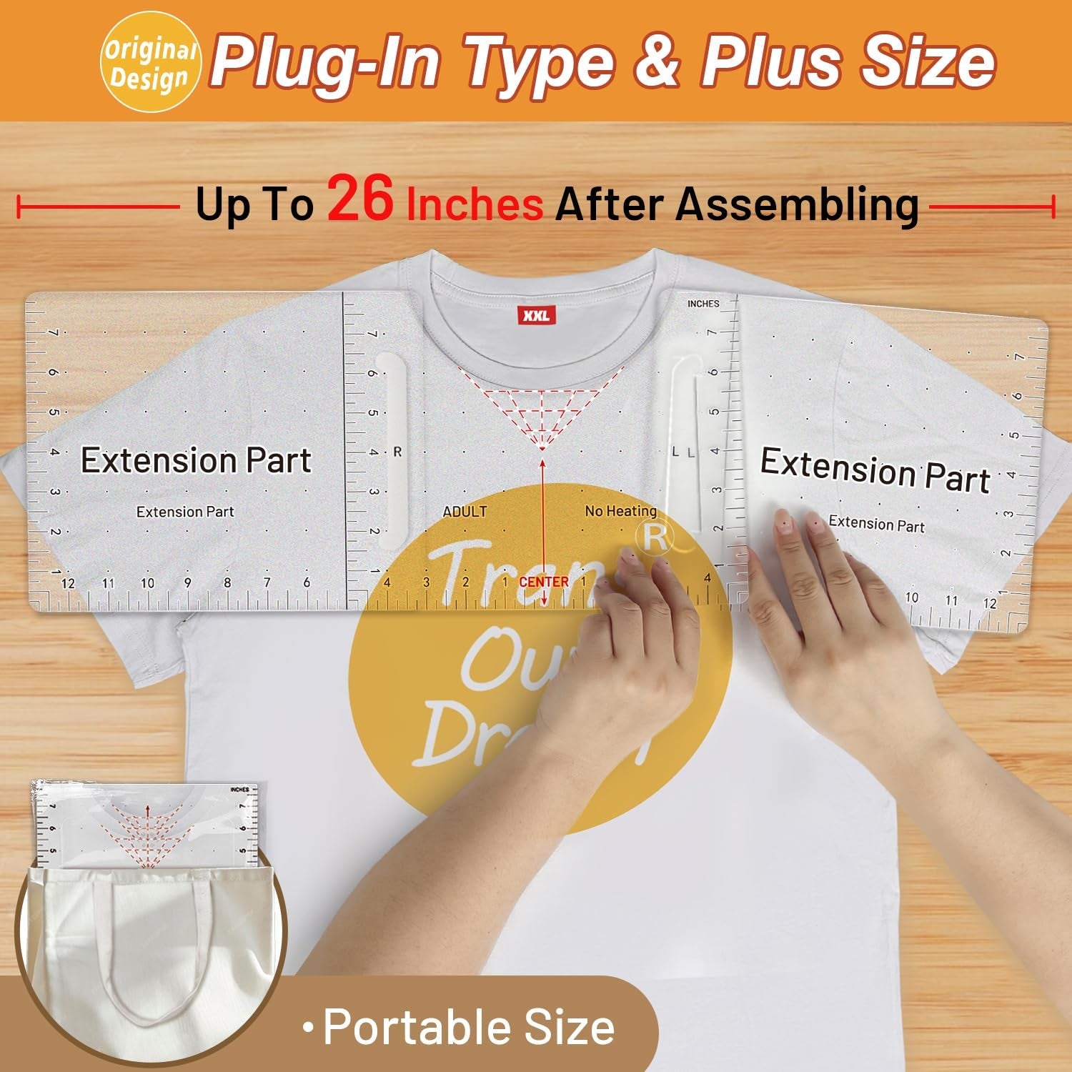 Transourdream 8Pcs Extended XL Tshirt Ruler Guide, Center Vinyl Alignment Ruler for round & V-Neck T-Shirts, Front Back Measurement Tool for Sublimation Heat Transfer