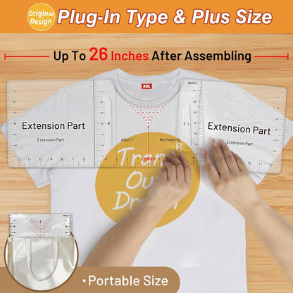Transourdream 8Pcs Extended XL Tshirt Ruler Guide, Center Vinyl Alignment Ruler for round & V-Neck T-Shirts, Front Back Measurement Tool for Sublimation Heat Transfer