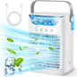 Portable Air Conditioner, Personal Air Conditioner, Tabletop Mini AC, 3 in 1 Evaporative Air Cooler with 3 Speeds, 2 Mist Spray, 7 Color Ambient Lights, 24Oz Removable Water Tank for Bedroom Office