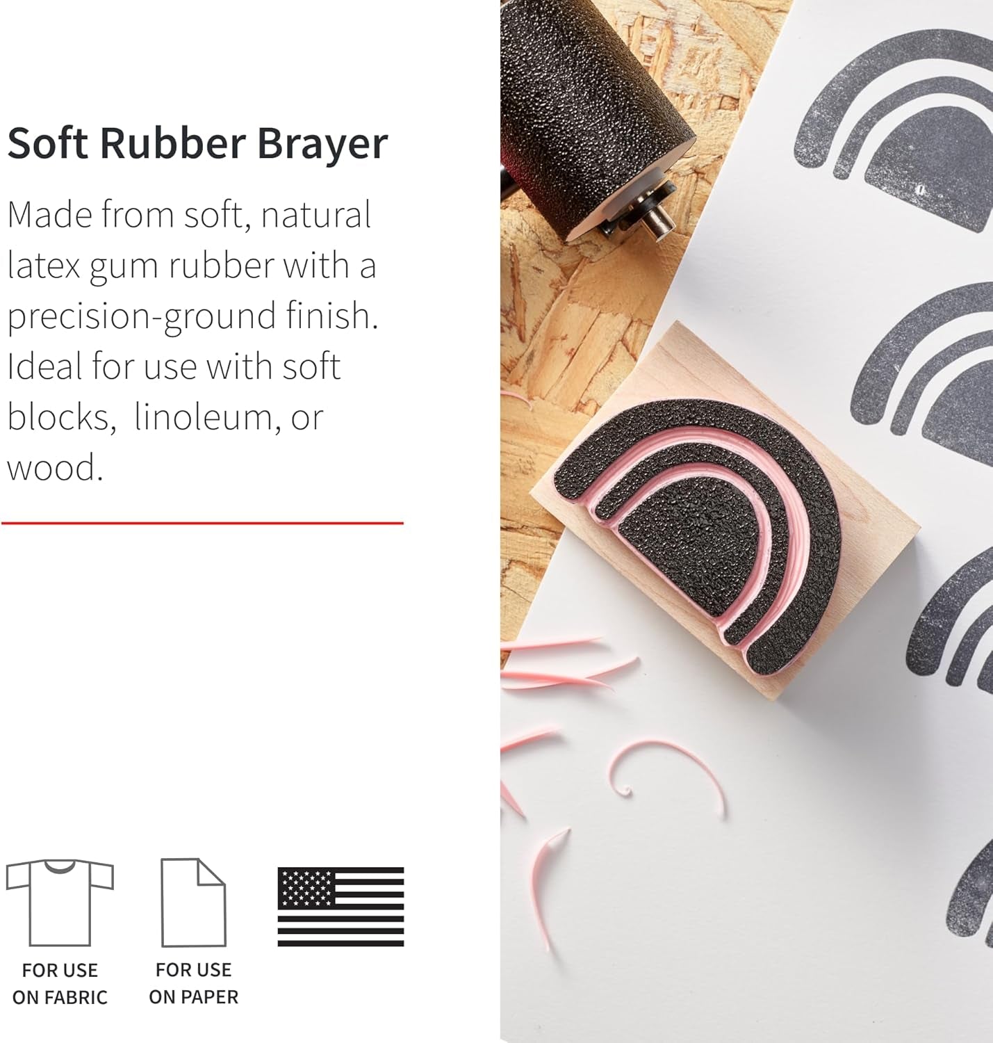 Speedball Soft Rubber Brayer, 1.5-Inch - Roller for Printmaking, Gel & Block Printing and Crafting - Made in USA