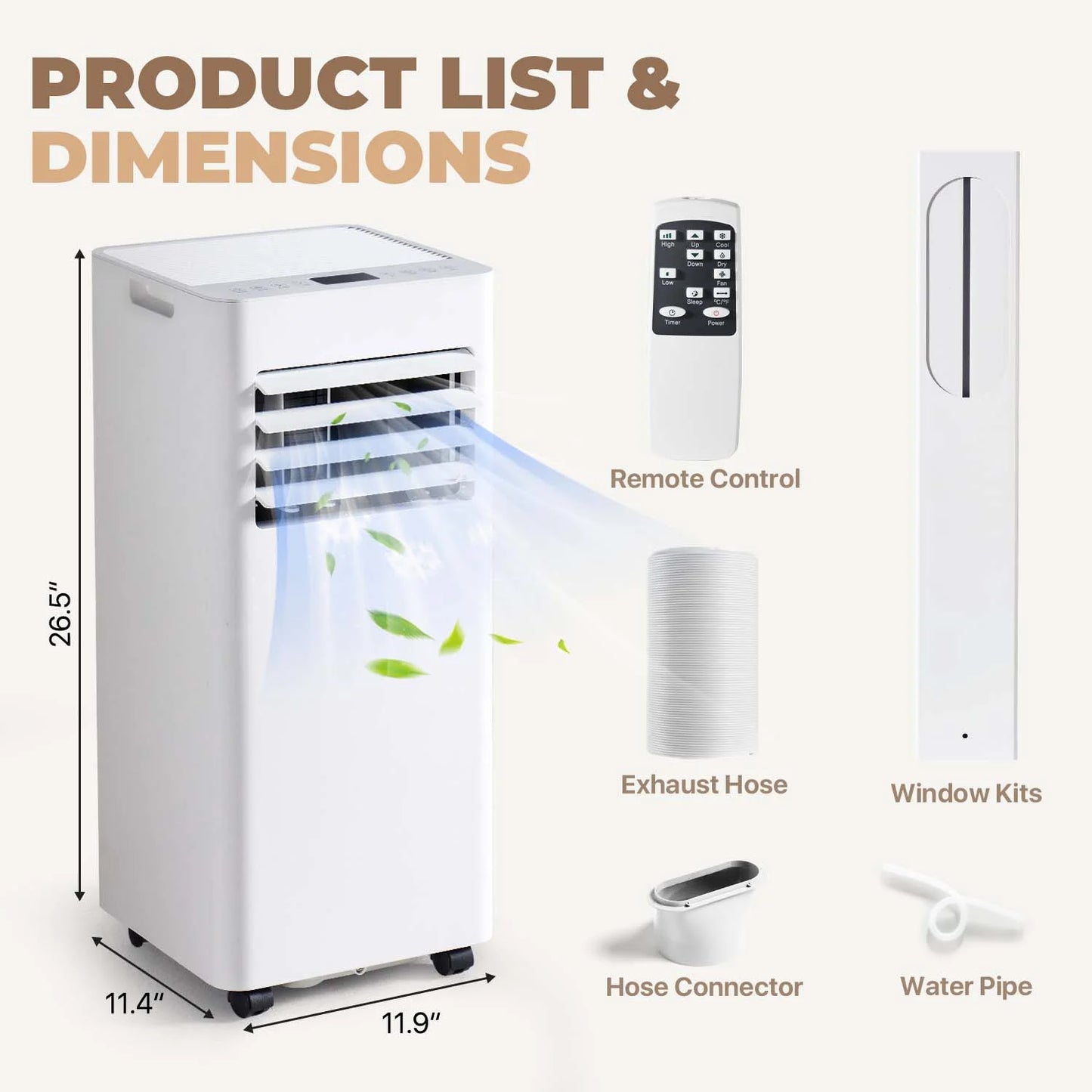 10000 BTU Smart Portable Air Conditioner, 3-In-1 Standing Cooling Unit with App/Remote Control, Cooling, Dehumidifier & Fan Functions, 55Db Quiet Operation for Bedroom & Indoor Rooms