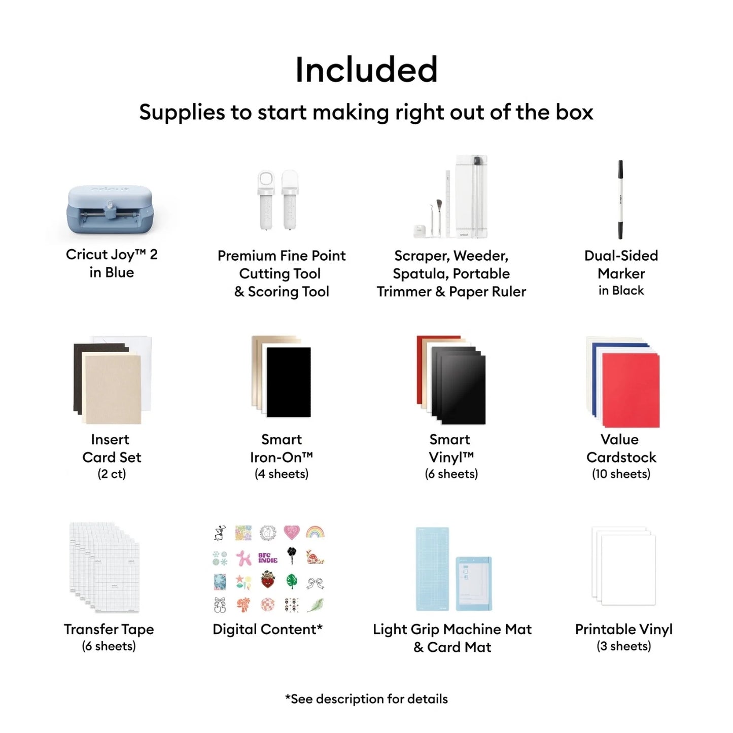 Cricut Joy 2 Cutting Machine Rainbow Sampler Bundle with Vinyl and HTV