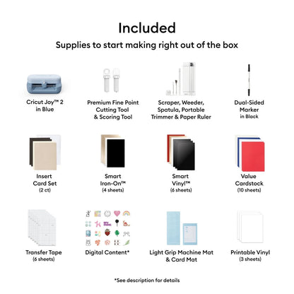 Cricut Joy 2 Cutting Machine Rainbow Sampler Bundle with Vinyl and HTV