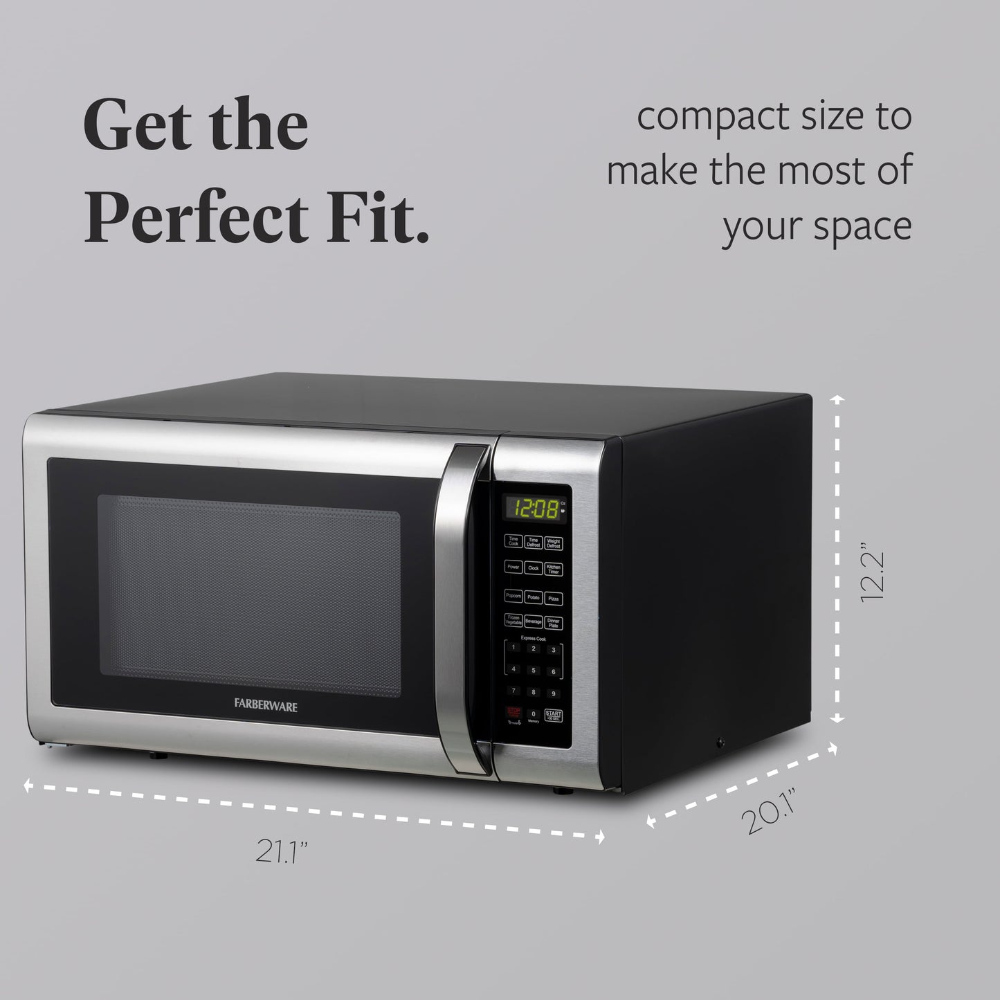 1.6 Cu. Ft Countertop Microwave Oven, 1100 Watts, Stainless Steel