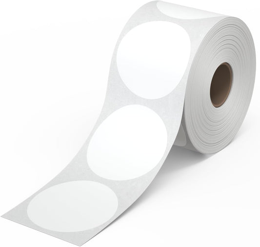 Rollo Circle Thermal Labels 2 Inch - Roll of 1,000 round Sticker Labels - Multi-Purpose Direct Thermal Printer Stickers 2X2 (White)