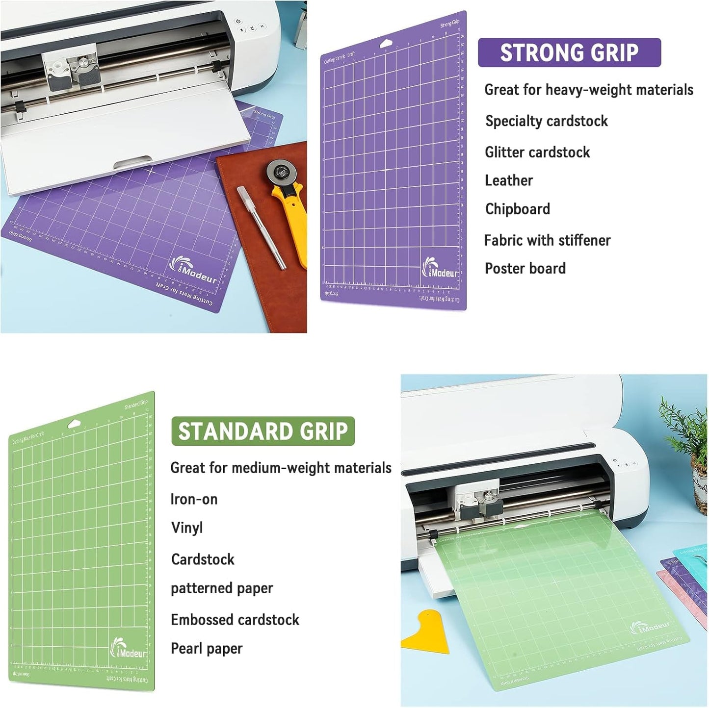 Imodeur 10 Pack Cutting Mats -12"X12" Cutting Mats for Cutting Machine Accessories - Mats for Explore Air 2/ Maker 2/3