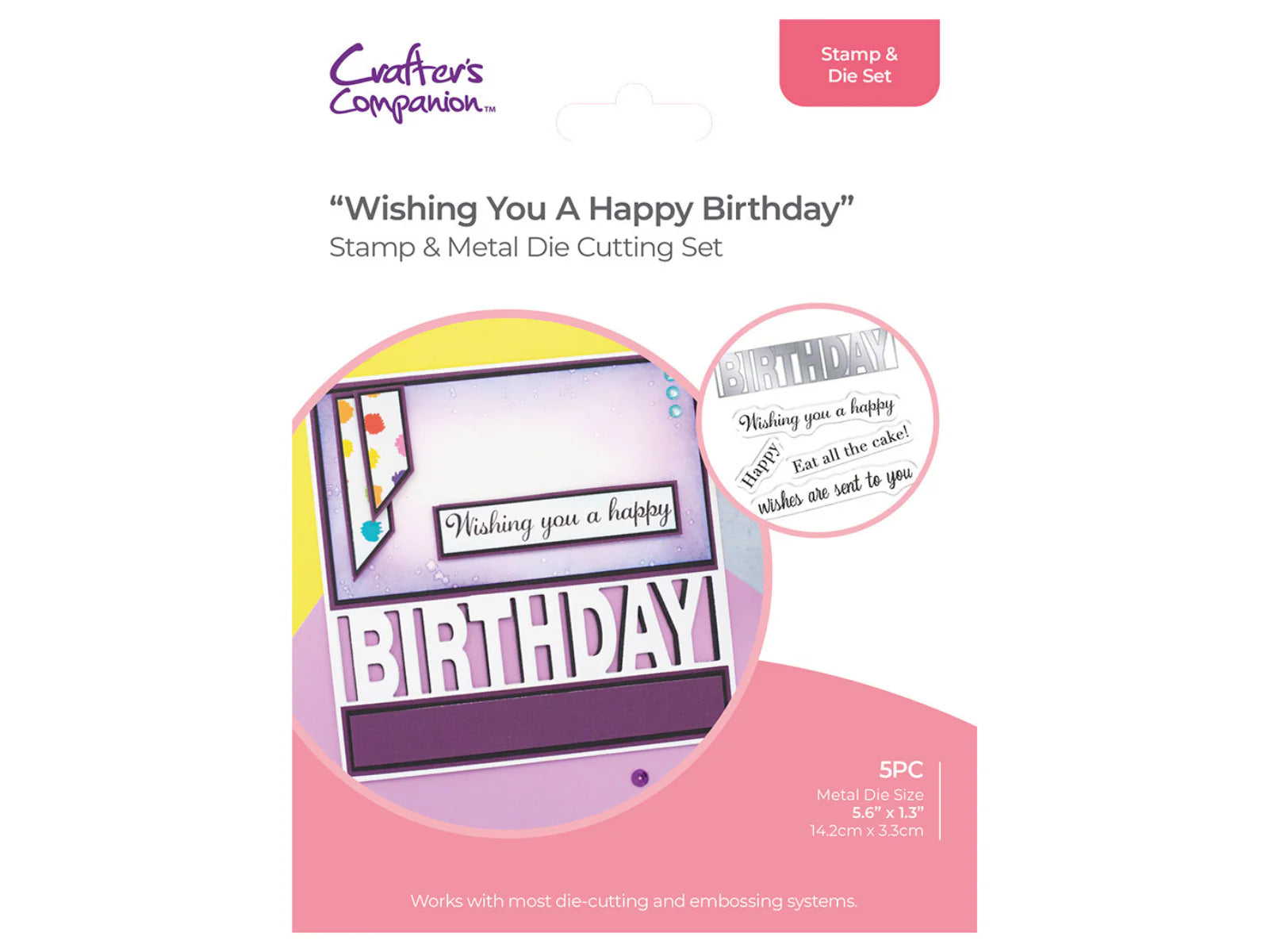 Crafter'S Companion Stamp & Die Set - Wishing You a Happy Birthday