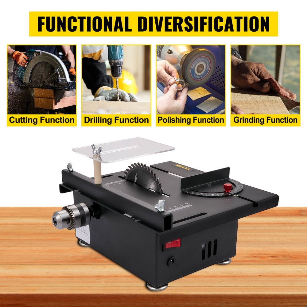 Mini Table Saw, 96W Hobby Table Saw for Woodworking, 0-90 Angle Cutting Portable DIY Saw, 7-Level Speed Adjustable Multifunctional Table Saws, 1.57In Cutting Depth Mini Precision Table Saw