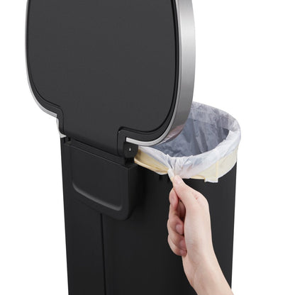 14.5-Gal Plastic Semi round Kitchen Step Trash Can, Black