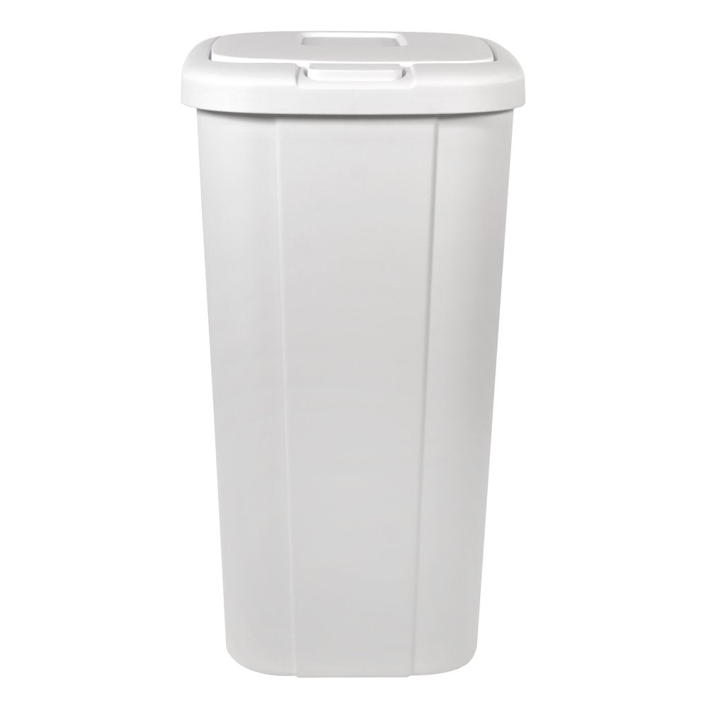 13.3 Gallon Trash Can, Plastic Touch Top Kitchen Trash Can, White