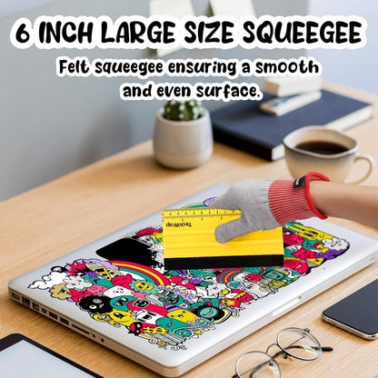 2 PCS Professional Plastic Felt Squeegee for Vinyl Decals, Inkjet Vinyl Sticker Paper, and Wallpaper - 6"X2.9"Decal Squeegee Tool, Scratch-Free Application (Yellow)