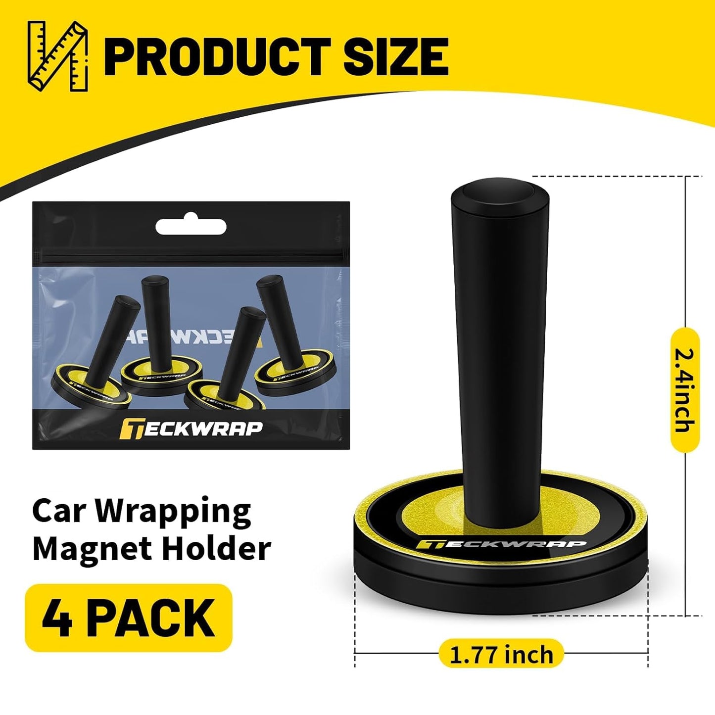 Vinyl Wrap Magnets – 4 Pack Car Wrap Positioning Magnets with Strong Magnetic Grip and Rubber Base – Non-Scratch Magnet Tool for Vinyl Film, Decals, Signs & Wrapping