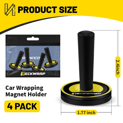 Vinyl Wrap Magnets – 4 Pack Car Wrap Positioning Magnets with Strong Magnetic Grip and Rubber Base – Non-Scratch Magnet Tool for Vinyl Film, Decals, Signs & Wrapping