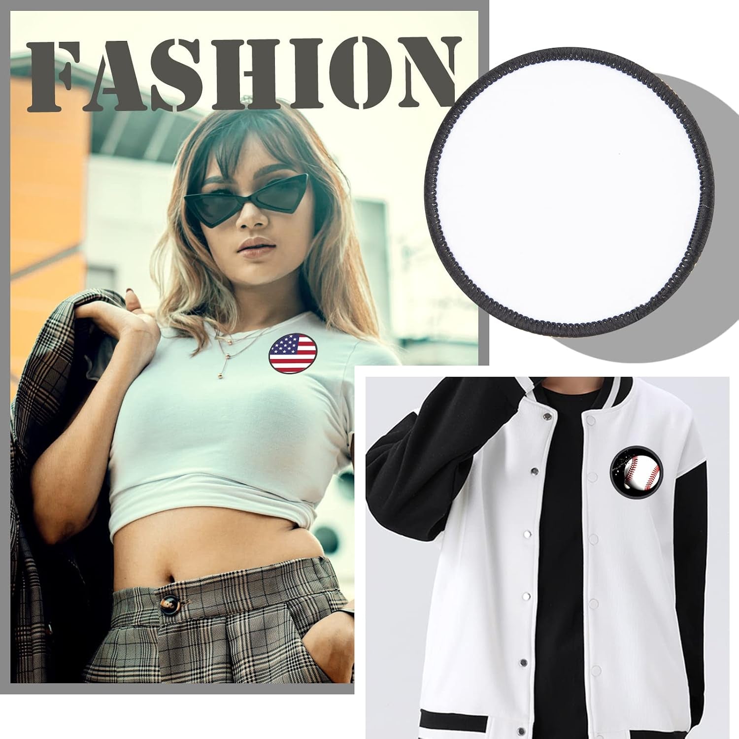 Sublimation Patches - Iron on Blank Patches for DIY Crafts Hats Caps Backpack Uniforms (Round / 90Pcs)