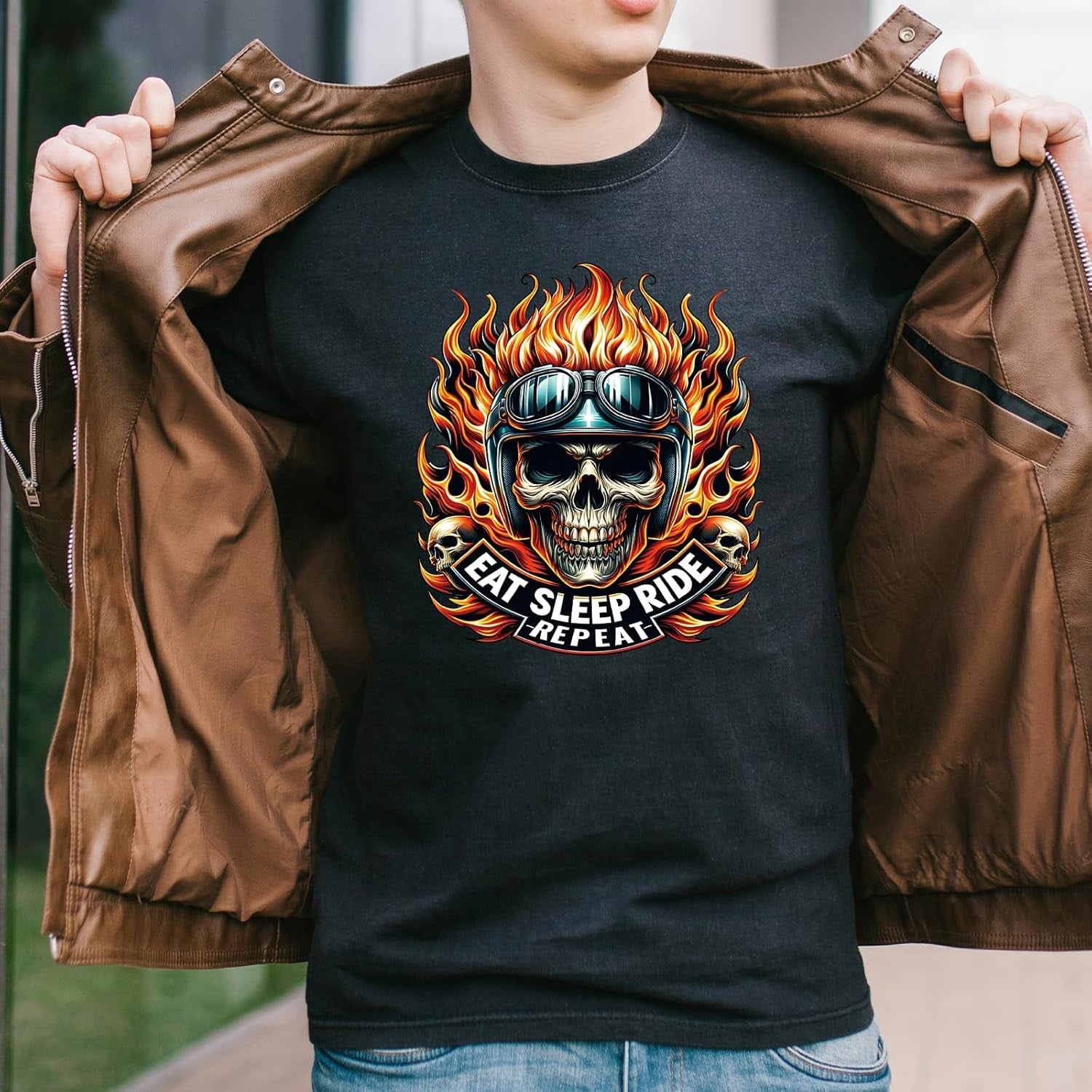 Dtf Transfers Ready to Press - 16 Pcs Motorbike Skull Iron on Transfers for T-Shirts Rider Biker Skull Heat Transfer Vinyl Decals Stickers Iron on Patches for Clothing Bag Hoodie DIY Crafts