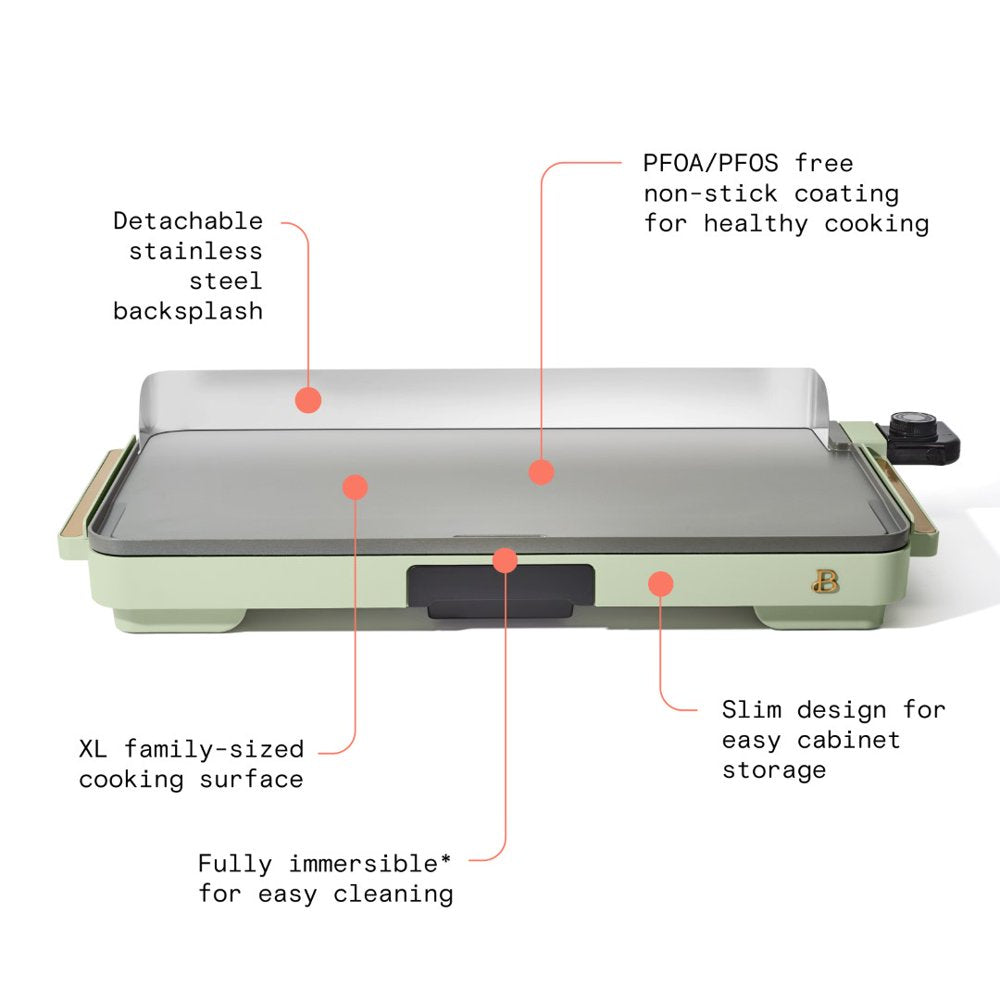 XL Electric Griddle 12" X 22"- Non-Stick, Sage Green by Drew Barrymore