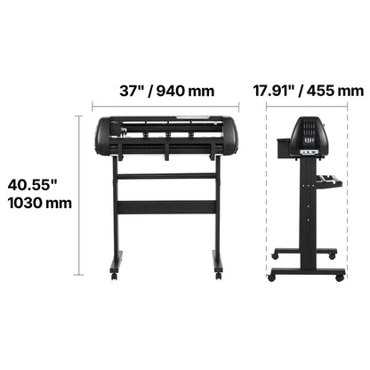 VEVOR Vinyl Cutter Machine, 28 Inch Max Feed Width, Dual Blades, Adjustable Force and Speed, LED Display, Vinyl Plotter Cutter Printer Bundle with Sticker Sheets, Transfer Film, Signmaster Software