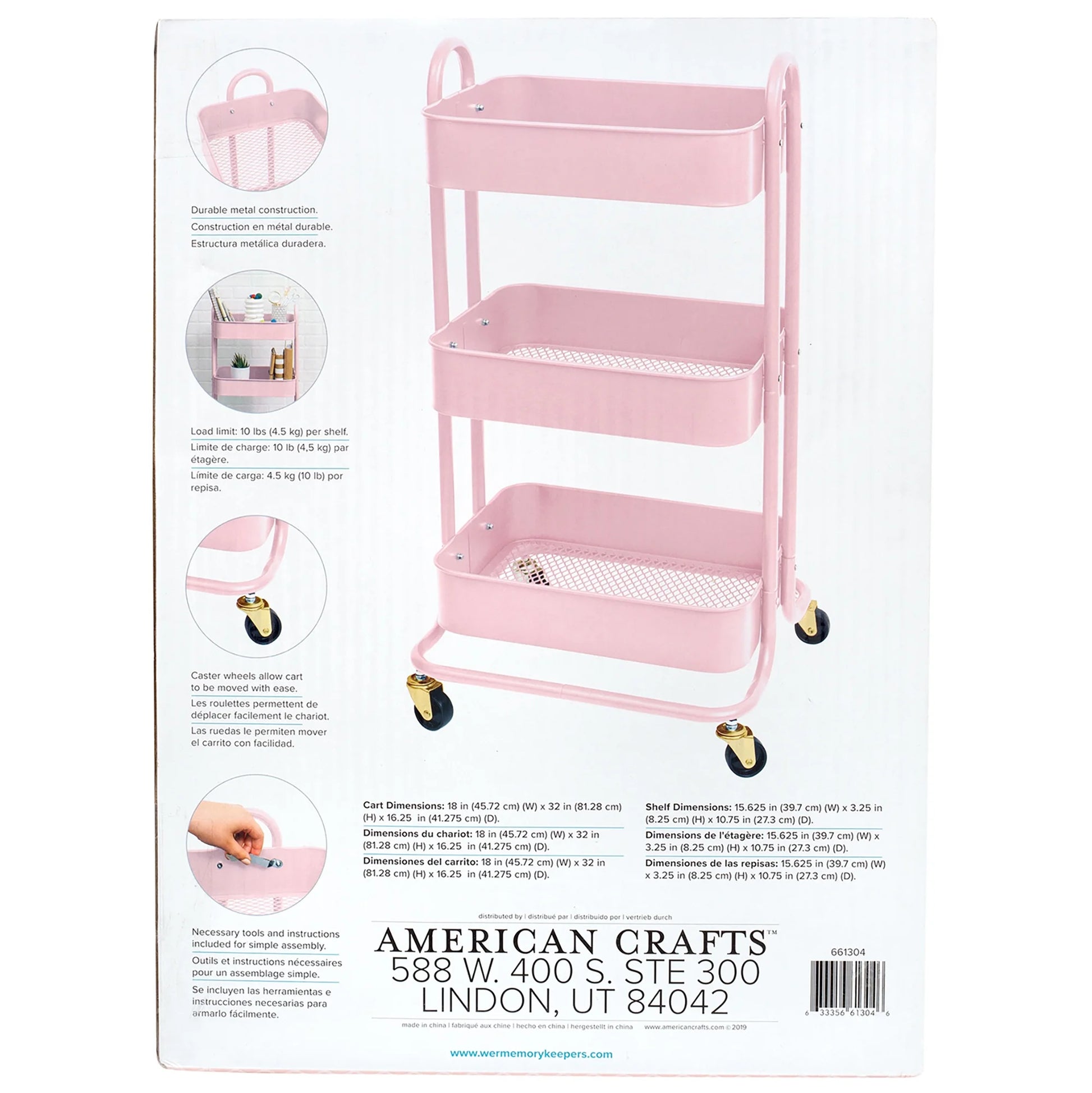 We R a La Memory Keepers Storage Cart with Handles-Pink