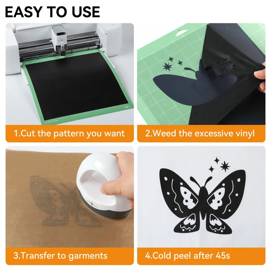 HTVRONT Heat Transfer Vinyl Roll-12" X 6Ft Vinyl for Shirts, Iron on Vinyl for All Cutting Machine - Easy to Cut & Weed for Heat Transfer Design-Black