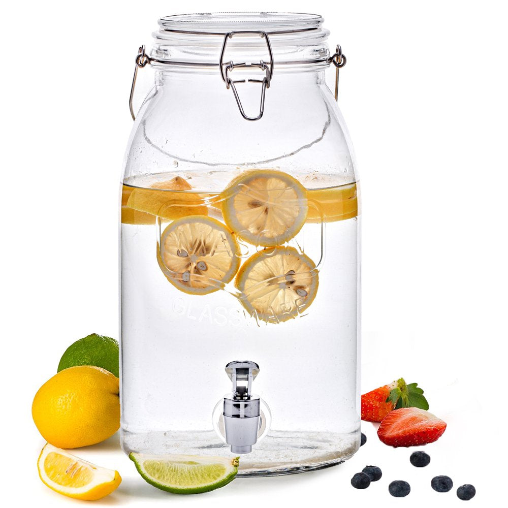 Clear Glass Mason Sun Tea Beverage Dispenser Jar