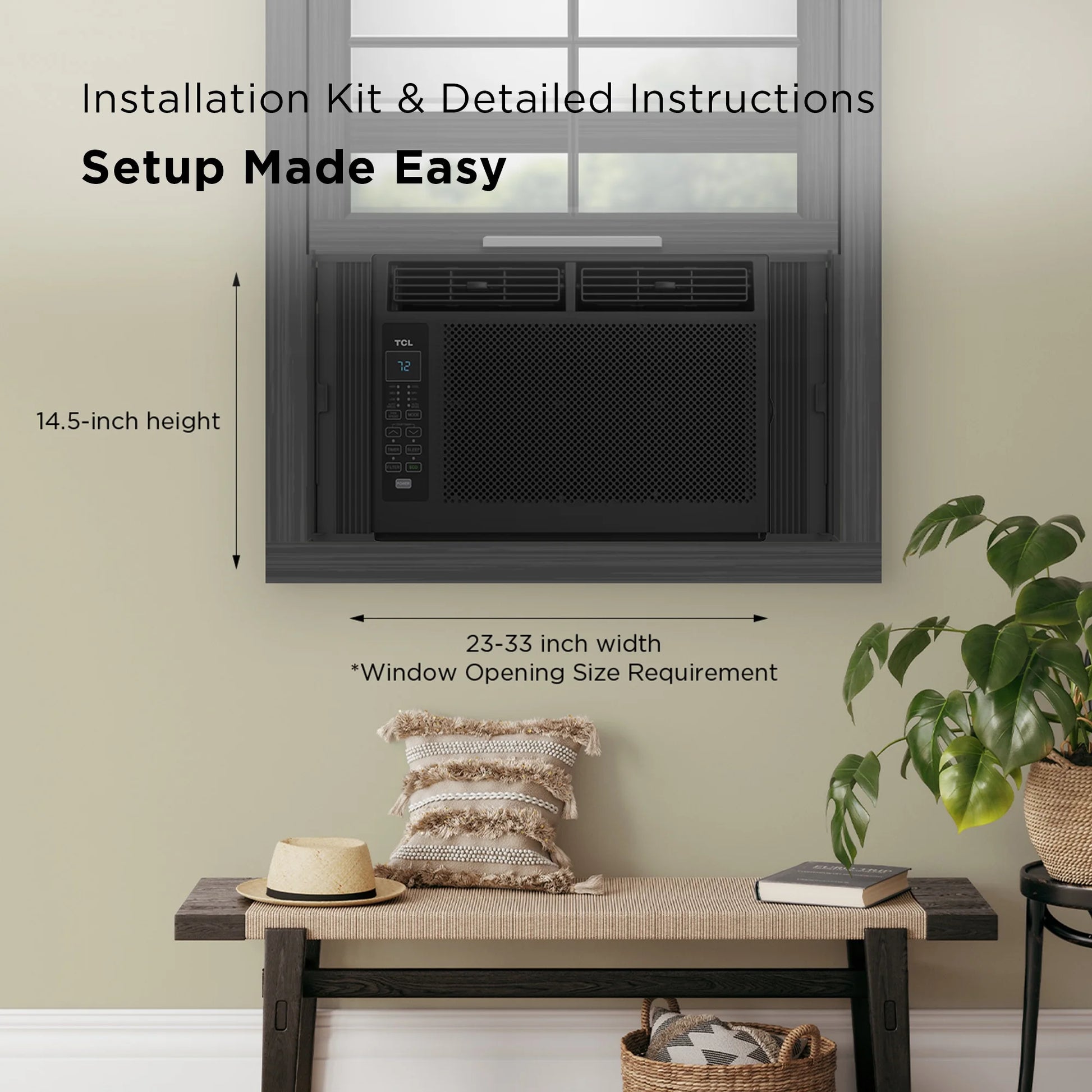 6,000 BTU Window Air Conditioner, 250 Sq. Ft., LED Display, Included Remote, Black, W6W32-B