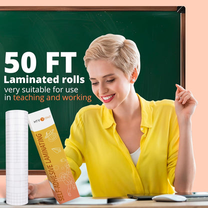 Clear Self-Adhesive Laminating Vinyl Roll-12 X50Ft Non Thermal Laminating Film,No Machine Needed Clear Vinyl Laminate for Stickers