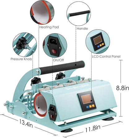 Tumbler Heat Press Machine,110V Sublimation Mug Press Machine for 12OZ 15OZ 16OZ 20OZ 30OZ Tumblers/Mug/Frosted Libbey Glass,Diy Craft Express Tumbler Press with Temp&Timer Setting (Green)