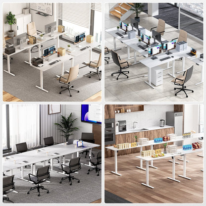 Electric Standing Desk Height Adjustable Desk 48 Inch 4 Memory Height Ergonomic Sit Stand up Desk for Home Office, White, 2 Split Boards