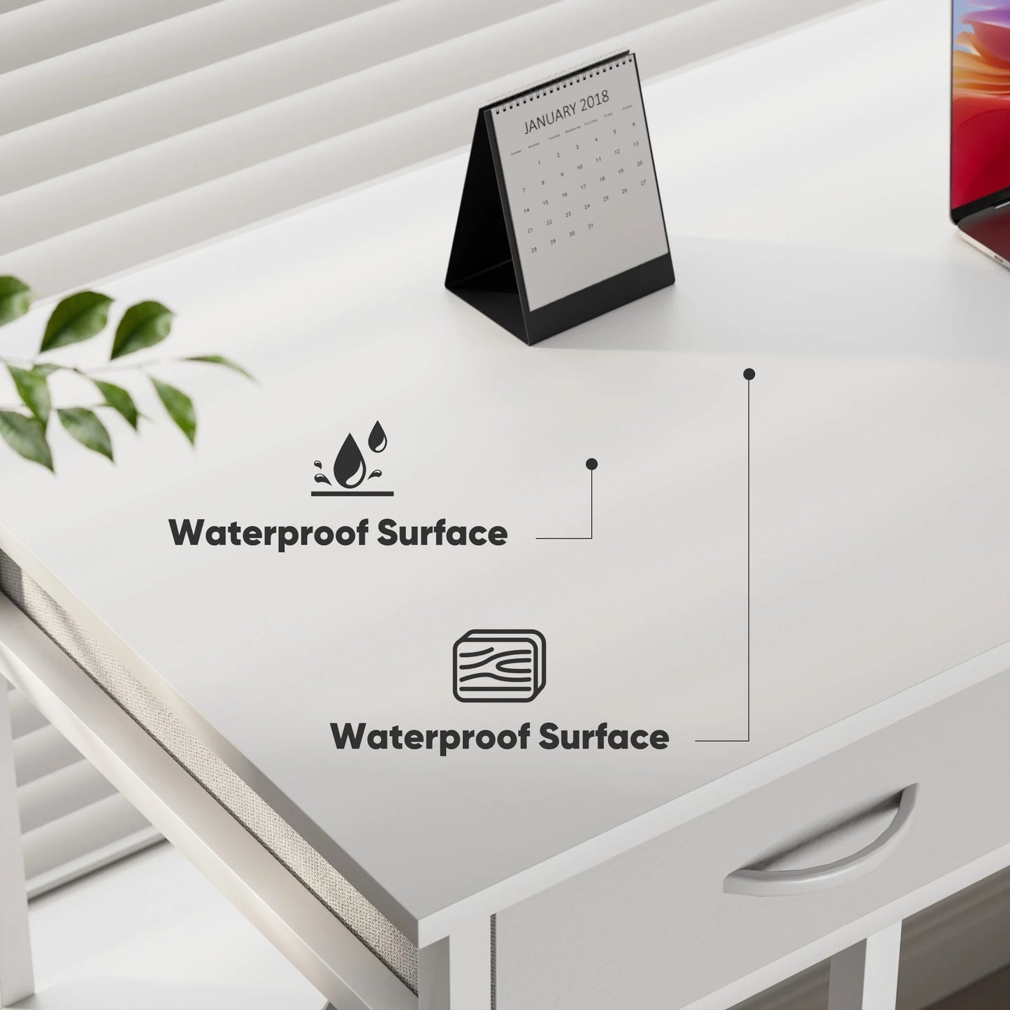 Small Desk Fabric Drawers & Storage Shelves, Home Office Computer Desk, Writing Desk Small Space Desk Study Table for Home, Bedroom, 48 Inch, White