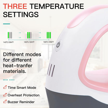 Heat Press Mini Iron for Crafting, Mini Heat Press Machine for T Shirts, Auto-Off Small Heat Press Portable Iron Press for Heating Transfer(Pink)