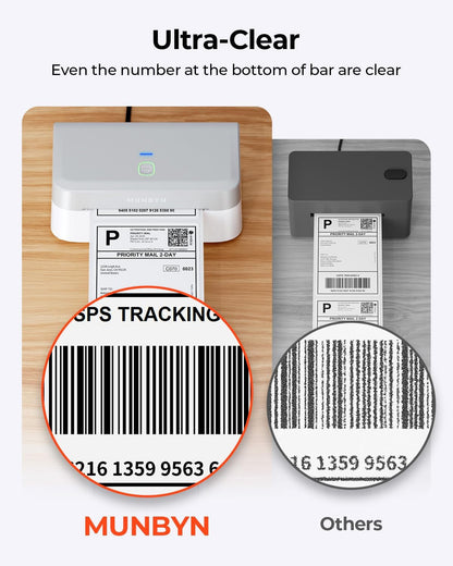 MUNBYN Bluetooth Thermal Label Printer RW403B, Wireless 4X6 Shipping Label Printer for Small Business, Compatible with Android, Iphone, Windows, Mac, Chromebook, Print Width 1.57"-4.25" (Grey)