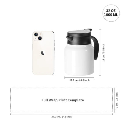 Wholesale 32 OZ Sublimation Double Walled Thermal Coffee Carafe Pot with Shrink Film White 20 Pack(Ship from China)