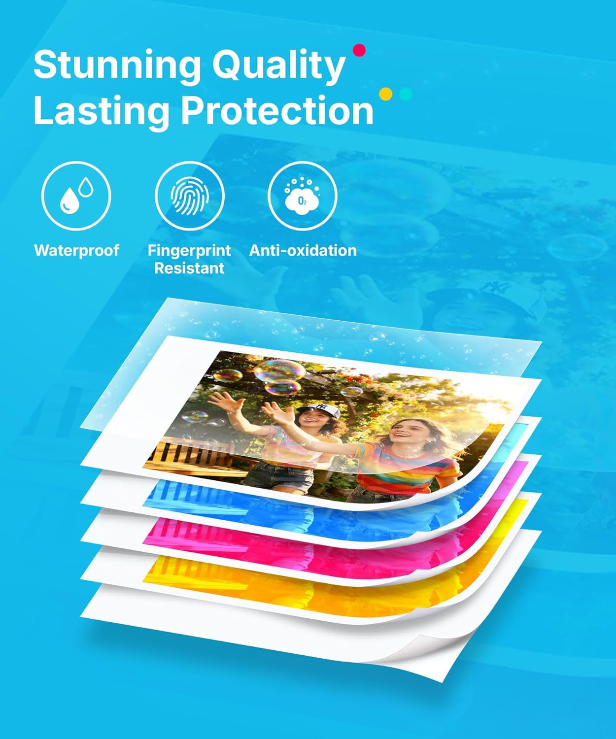 Liene Pearl N200 Pro Portable Photo Printer, Instant Mini Picture Printer for Iphone Smartphone, Thermal Dye Sublimation, Bluetooth Sticker Printer 50 Sheets 2X3 Adhesive Paper & 5 Cartridges, Gold