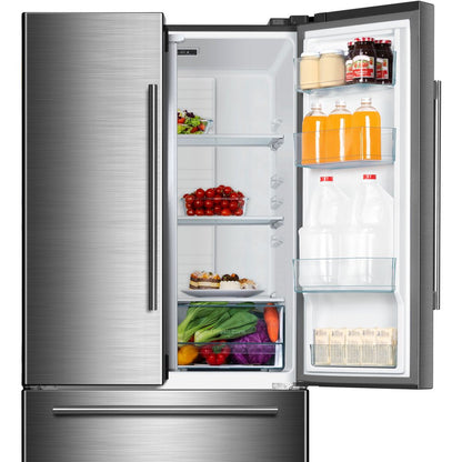 18 Cu. Ft. Counter Depth 3-Door French Door Refrigerator 32 Inch Wide, Stainless Steel, Condition: New