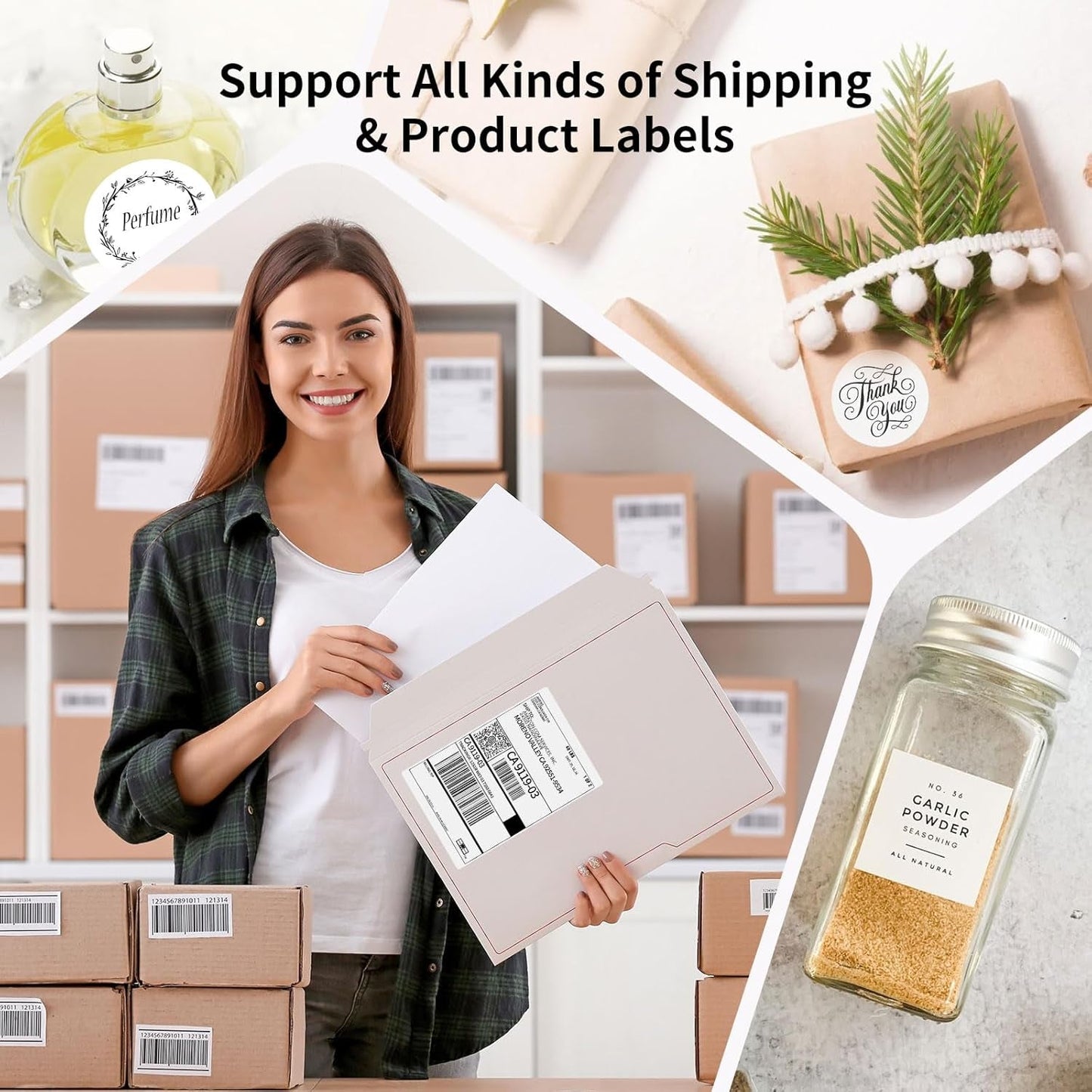 Bluetooth Thermal Shipping Label Printer, 4X6 Inkless Label Machine for Ios, Android, Laptop, Wireless Printer for Small Business, Compatible with Amazon, UPS, Shopify, Black