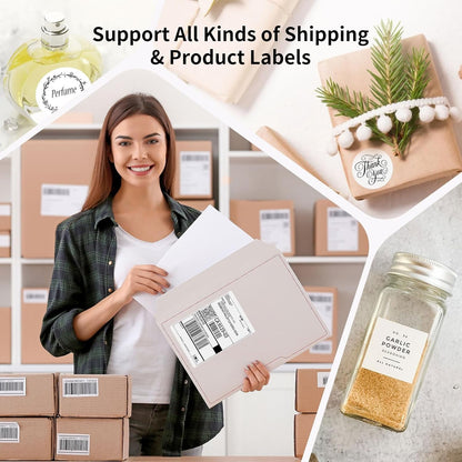 Bluetooth Thermal Shipping Label Printer, 4X6 Inkless Label Machine for Ios, Android, Laptop, Wireless Printer for Small Business, Compatible with Amazon, UPS, Shopify, Black