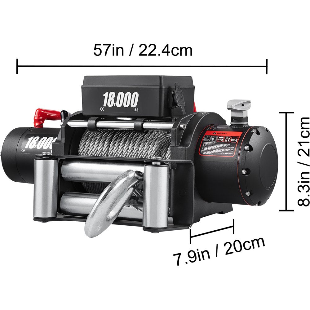 Truck Winch 18000Ib, Electric Winch 75Ft/22.8M Cable Steel 12V Power Winch Jeep Winch with Flexible Long-Distance Control and Powerful Motor for UTV ATV & Jeep Truck Wrangler in Car Lift